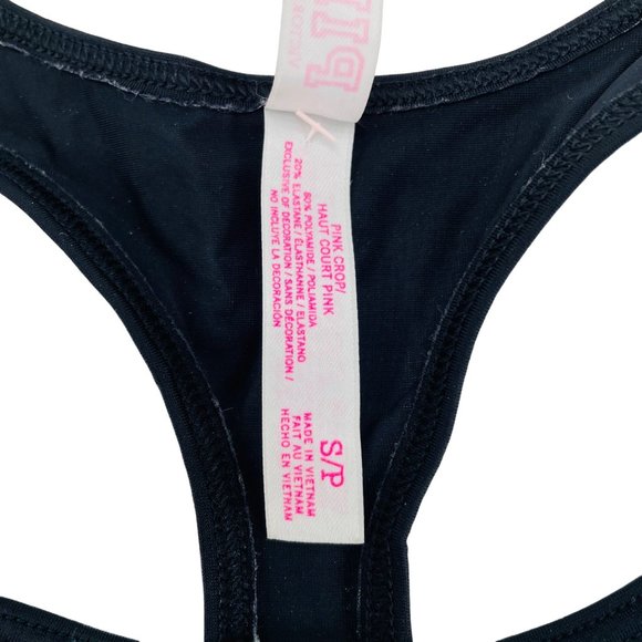 Pink - Crop Sports Bra - Black - Small - Picture 3 of 5